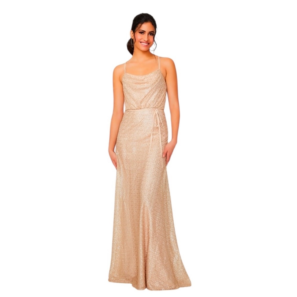 NWT MORILEE MADELINE GARDNER gold bridesmaid dress size 10 - Picture 2 of 16